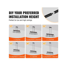 Adjustable 4 Light E26 Industrial Farmhouse Pendant Fixture Metal Ceiling Light Fixture Black