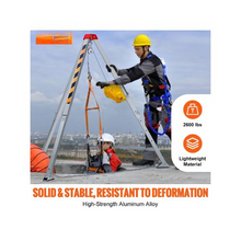 2600 lbs Winch Confined Space Rescue Tripod Kit with 8 ft Adjustable Legs 98 ft Steel Cable Fall Protection Harness Blower & Gas Detector