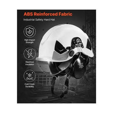 Type 1 Class C Industrial Safety Helmet with Visor & Earmuffs, ANSI/ISEA Z89.1 Compliant ABS Hard Hat 6-Point Ratchet Suspension Adjustable Vented Design