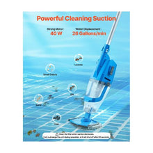 40 W Cordless Pool Vacuum Cleaner 26 GPM Handheld Rechargeable Pool & Spa Vacuum with Extension Pole