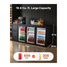 19.6 Cu. Ft. Commercial 3-Door Back Bar Cooler Refrigerator for Restaurant & Bar Beverage Display Cooler