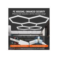 Ultra Bright 26400LM Modular Hexagon LED Garage Ceiling Lighting 5 Grid System