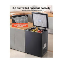 Compact Deep Freezer 3.3 Cu.Ft with Quiet Compressor Adjustable Thermostat Top Lid Design Black