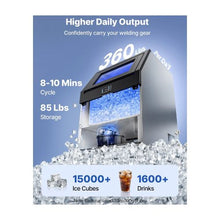 Large Capacity Indoor Commercial Ice Machine 360 lbs/24H with Adjustable Ice Thickness