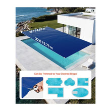 32 x 16 ft 16 Mil Solar Pool Cover Blue & Black Bubble Swimming Pool Blanket with Dual Heat-Locking Air Layer Cuttable