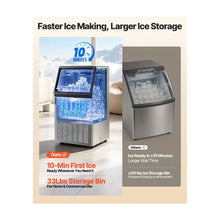 Freestanding Commercial Stainless Steel Ice Maker Machine 120 lbs/24H with 33 lb Storage Bin Capacity