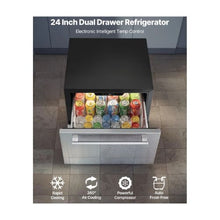 24 Inch Stainless Steel Under Counter Drawer Refrigerator with Dual Drawers Digital Temperature Control for Indoor and Outdoor Kitchens