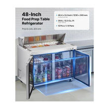 Commercial 48 Inch Stainless Steel Refrigerated Food Prep Table with 12 Trays & Cutting Board
