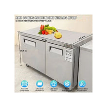 Commercial 48 Inch Worktop Fridge Stainless Steel 2-Door Undercounter Refrigerator with Lock