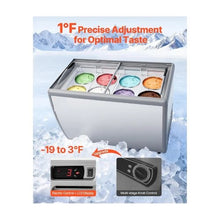 13.1 Cu.Ft Commercial Ice Cream Freezer Display Case with 8 Tub Capacity & Locking Casters