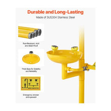 27 cm Emergency Eyewash & Safety Shower Station 304 Stainless Steel, OSHA Compliant Floor-Mounted Yellow