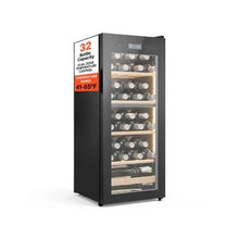 32 Bottle Dual Zone Wine Cooler Refrigerator with Glass Door & Adjustable Temperature Control