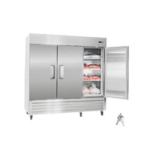 85 Inch Commercial Reach In Freezer 66.9 Cu.Ft. 3-Door Stainless Steel Upright Freezer with Auto Defrost & Adjustable Shelves