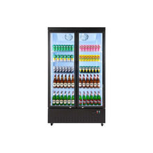 Large Capacity Commercial Glass Door Merchandiser Refrigerator 29.3 Cu.Ft Double Door Upright Beverage Cooler with 8 Shelves LED Light & Casters