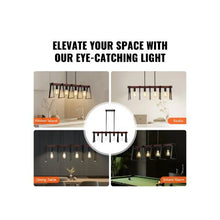 Adjustable 4 Light E26 Industrial Farmhouse Pendant Fixture Metal Ceiling Light Fixture Black