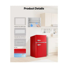 90 L Space-Saving Compact Refrigerator with Freezer Compartment, Glass Shelf & Adjustable Thermostat Red