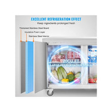 Commercial 72 Inch 3-Door Refrigerated Sandwich & Salad Prep Table with 20 Cu. Ft. Capacity