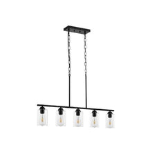 60W Modern Farmhouse Adjustable 5 Light 4 Rods 2 Metal Chains Kitchen Island Linear Pendant Chandelier