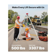 Heavy Duty 1200 lbs Confined Space Tripod Kit with 98.5 ft Steel Cable, Rescue Winch, 4.1 ft Adjustable Legs & Fall Protection System