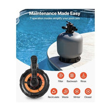 24 Inch 65 GPM Sand Pool Filter System Above Ground & Inground Swimming Pool Filter with 7 Way Valve
