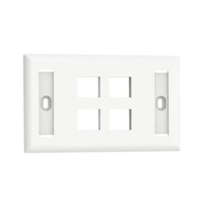 4 Port Single Gang Flush Mount Vertical Faceplate With Labels White NK4FWHY