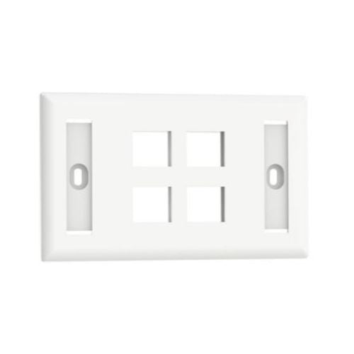 4 Port Single Gang Flush Mount Vertical Faceplate With Labels White NK4FWHY