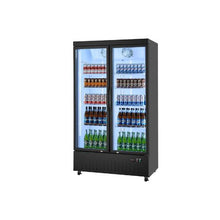 Large Capacity Commercial Glass Door Merchandiser Refrigerator 29.3 Cu.Ft Double Door Upright Beverage Cooler with 8 Shelves LED Light & Casters