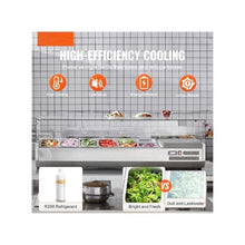 Commercial 60 Inch Refrigerated Pan Rail Stainless Steel Sandwich Prep Cooler with Glass Guard 4/1 GN & 4/1/6 Pans