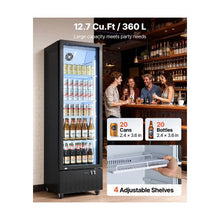 12.7 Cu.Ft Commercial Display Beverage Refrigerator with Glass Door Flexible Adjustable Shelves Design for Shops, Bars & Home
