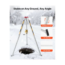 Heavy Duty 1200 lbs Confined Space Tripod Kit with 98.5 ft Steel Cable, Rescue Winch, 4.1 ft Adjustable Legs & Fall Protection System