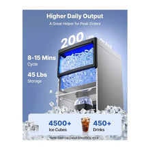 Large Capacity Professional Commercial Built-In or Freestanding Ice Maker with 50 lb Ice Storage