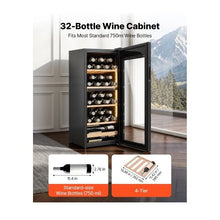 32 Bottle Dual Zone Wine Cooler Refrigerator with Glass Door & Adjustable Temperature Control
