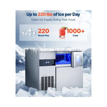 Heavy Duty 220 LBS/24H Commercial Freestanding Ice Maker Machine with Stainless Steel Worktop