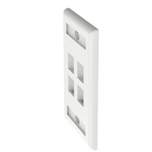 4 Port Single Gang Flush Mount Vertical Faceplate With Labels White NK4FWHY