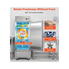 Commercial 22 Cu.Ft. Reach In Refrigerator 29 Inch Stainless Steel Upright Food Storage Fridge with Adjustable Shelving Temperature Control and Durable Construction