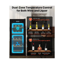32 Bottle Dual Zone Wine Cooler Refrigerator with Glass Door & Adjustable Temperature Control