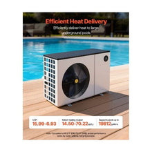 70,730 BTU Electric Pool Heat Pump 14.50–70.22k BTU/h Heating Capacity All-DC Inverter WiFi & App Control for Above & In-Ground Pools Up to 19812 Gallons