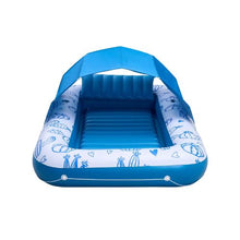 Inflatable Pool Tanning Float with UPF 50+ Canopy 82 x 55 Inch Large Adult Pool Lounger 550 LBS Capacity Sunbathing Float with Pillow