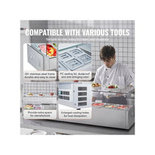 Commercial 60 Inch Refrigerated Pan Rail Stainless Steel Sandwich Prep Cooler with Glass Guard 4/1 GN & 4/1/6 Pans