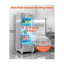 Commercial 22 Cu.Ft. Reach In Refrigerator 29 Inch Stainless Steel Upright Food Storage Fridge with Adjustable Shelving Temperature Control and Durable Construction