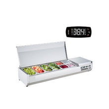 60 Inch Countertop Refrigerated Condiment Station 150W Sandwich Prep Cooler with 4×1/3 & 4×1/6 Pans