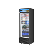 9.7 Cu.Ft Commercial Glass Door Display Refrigerator with Customizable Light Box Adjustable Shelves Soft LED Lighting for Shops & Home Black