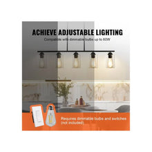 60W Modern Farmhouse Adjustable 5 Light 4 Rods 2 Metal Chains Kitchen Island Linear Pendant Chandelier