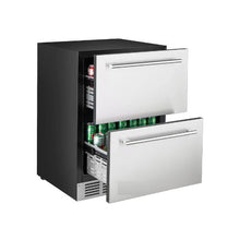 24 Inch Stainless Steel Under Counter Drawer Refrigerator with Dual Drawers Digital Temperature Control for Indoor and Outdoor Kitchens