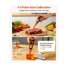 Digital Food pH Meter 0–14 pH Range 3-Point Calibration IP68 Waterproof Probe Automatic Temperature Compensation Calibration Kit for Fermentation, Dough & Meat
