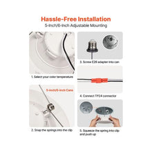 Adjustable 5/6 Inch High Lumen Dimmable LED Recessed Ceiling Downlight Retrofit Kit 12 Pack