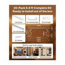 6.6 ft U-Shape LED Aluminum Channel with Cover & Clips for Under-Cabinet Strip Lights (20-Pack)