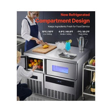 Commercial Automatic 330 LBS/Day Self-Cleaning Ice Cube Machine with Worktable and Cooling Compartment