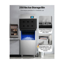 Commercial 360LB/24H Ice Maker Machine with 250LB Stainless Steel Storage Bin