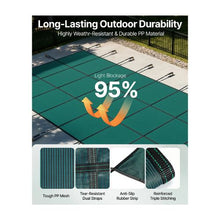 16 x 40 ft Rectangle Pool Safety Cover No Tray Inground Swimming Pool Cover with Drainage Holes Durable Mesh Winter Safety Cover Green